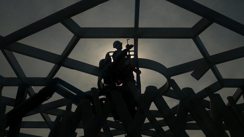 Padiglione Turchia, EXPO 2015 — montaggio della struttura in controluce